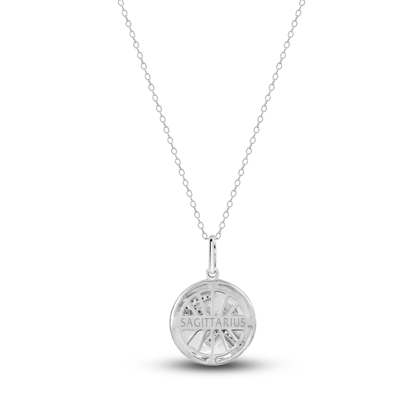 Engravable Sagittarius Zodiac Sign Necklace 14K White Gold 18