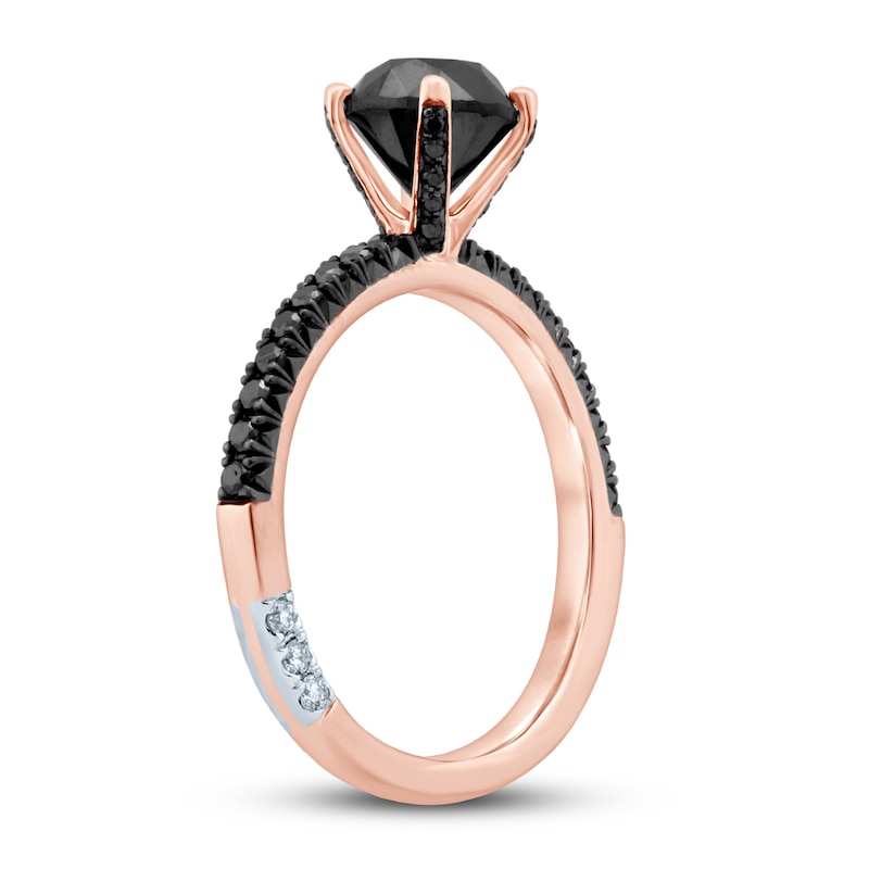 Pnina Tornai Bold Passion Black Diamond Engagement Ring 1-7/8 ct tw Round 14K Rose Gold