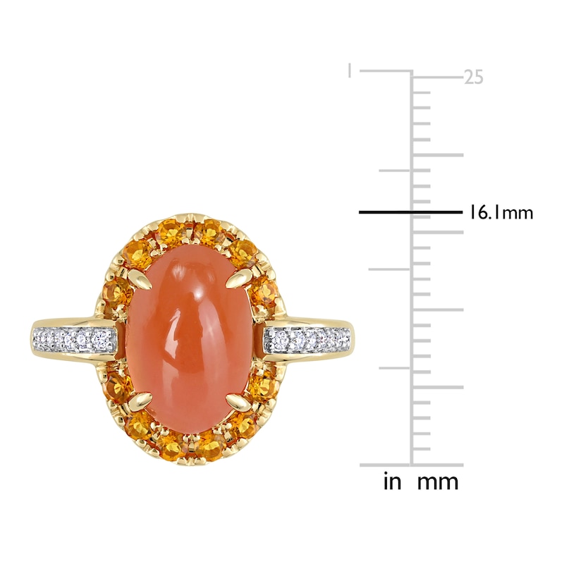 Natural Orange Moonstone & Natural Citrine Ring 1/10 ct tw Round 14K Yellow Gold