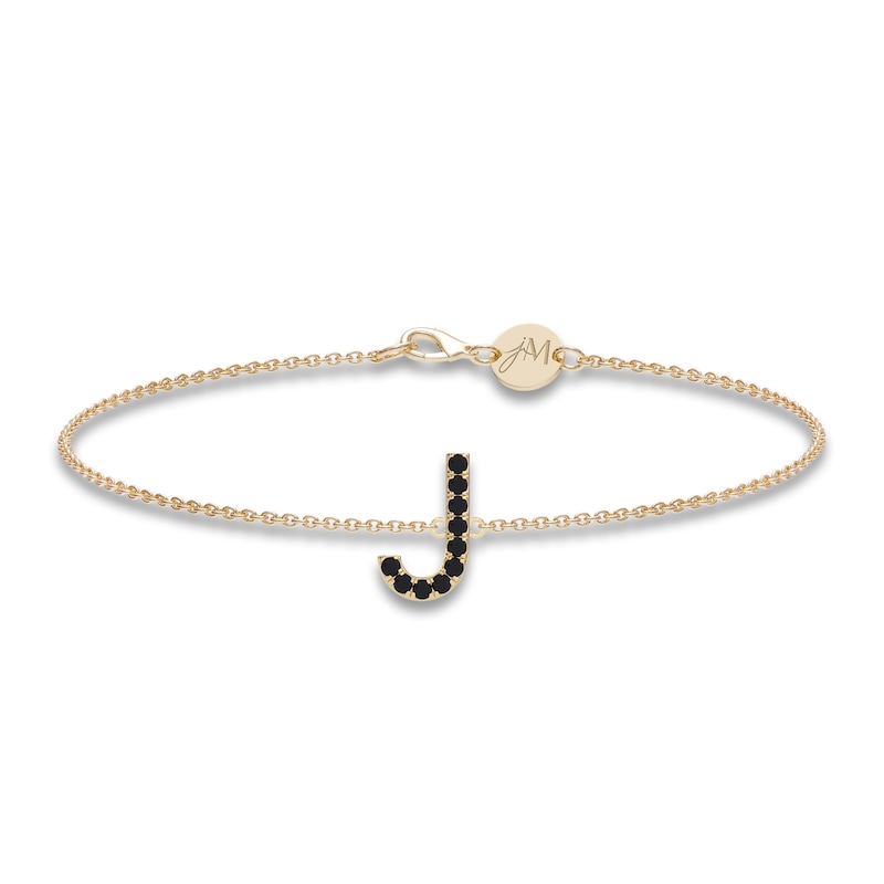 Main Image 1 of Juliette Maison Black Diamond Station Name Bracelet 1/4 ct tw Round 10K Yellow Gold