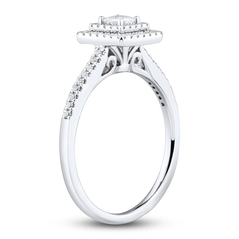 Main Image 2 of Diamond Engagement Ring 1/3 ct tw Princess/Round 14K White Gold