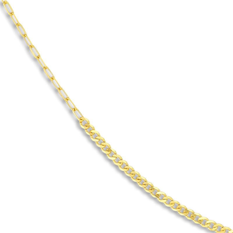 Solid Paperclip & Curb Chain Necklace 14K Yellow Gold 20"