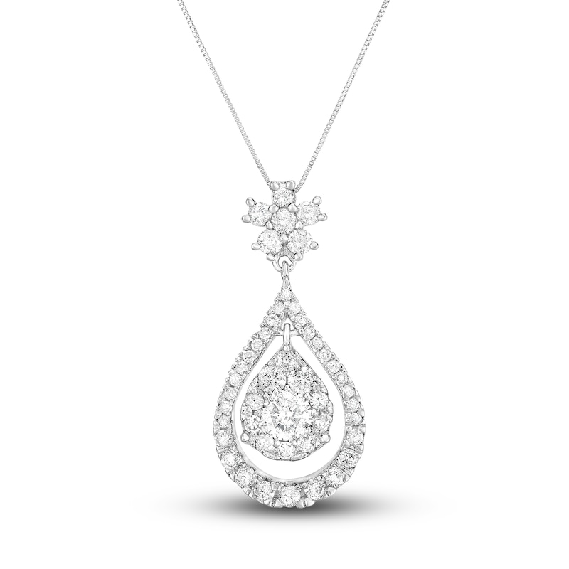 14K White Gold V Shaped Diamond Necklace