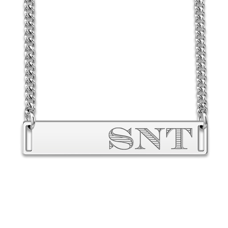 Main Image 1 of Men's Engravable Bar Necklace Sterling Silver 22&quot;