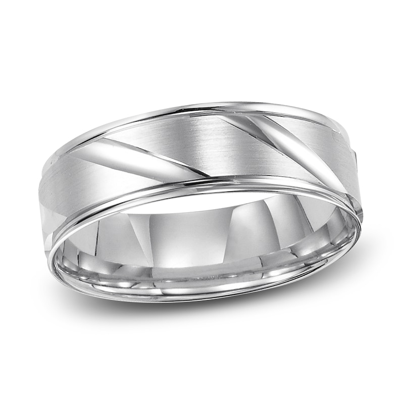 Men's Satin Wedding Band Platinum 6.0mm