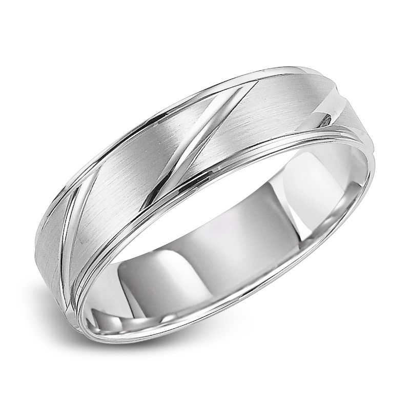 Main Image 2 of Men's Satin Wedding Band Platinum 6.0mm