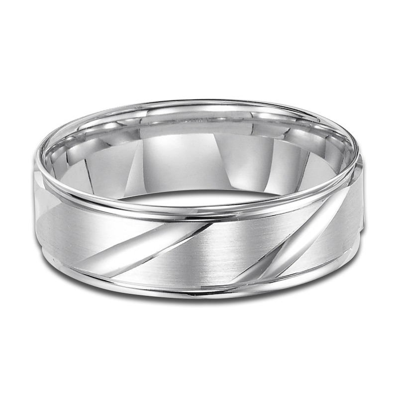 Main Image 3 of Men's Satin Wedding Band Platinum 6.0mm