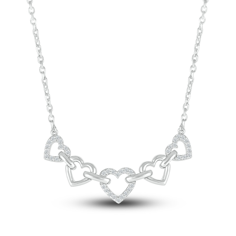 Diamond Heart Pendant Necklace 1/6 ct tw Round 10K White Gold 18"