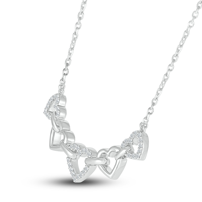 Diamond Heart Pendant Necklace 1/6 ct tw Round 10K White Gold 18"
