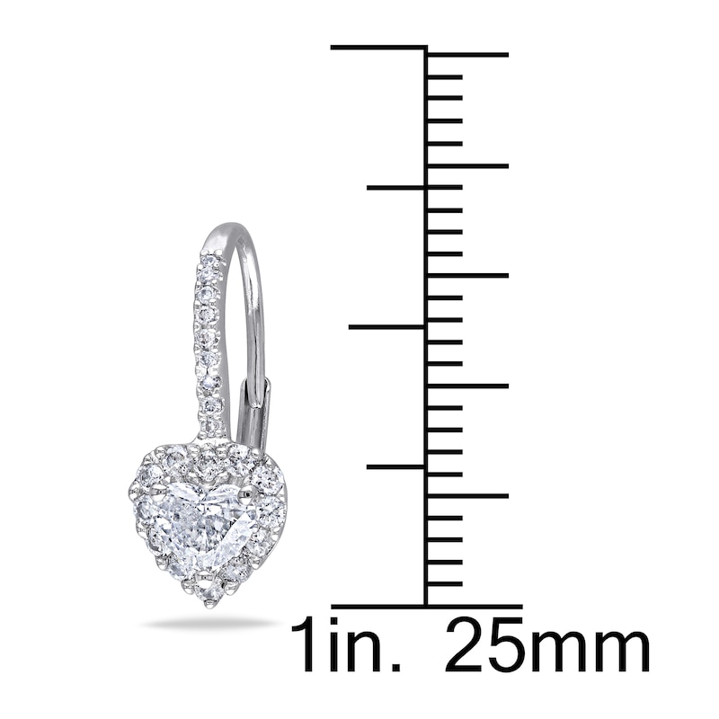 Main Image 2 of Diamond Heart Earrings 1 ct tw Heart/Round 14K White Gold