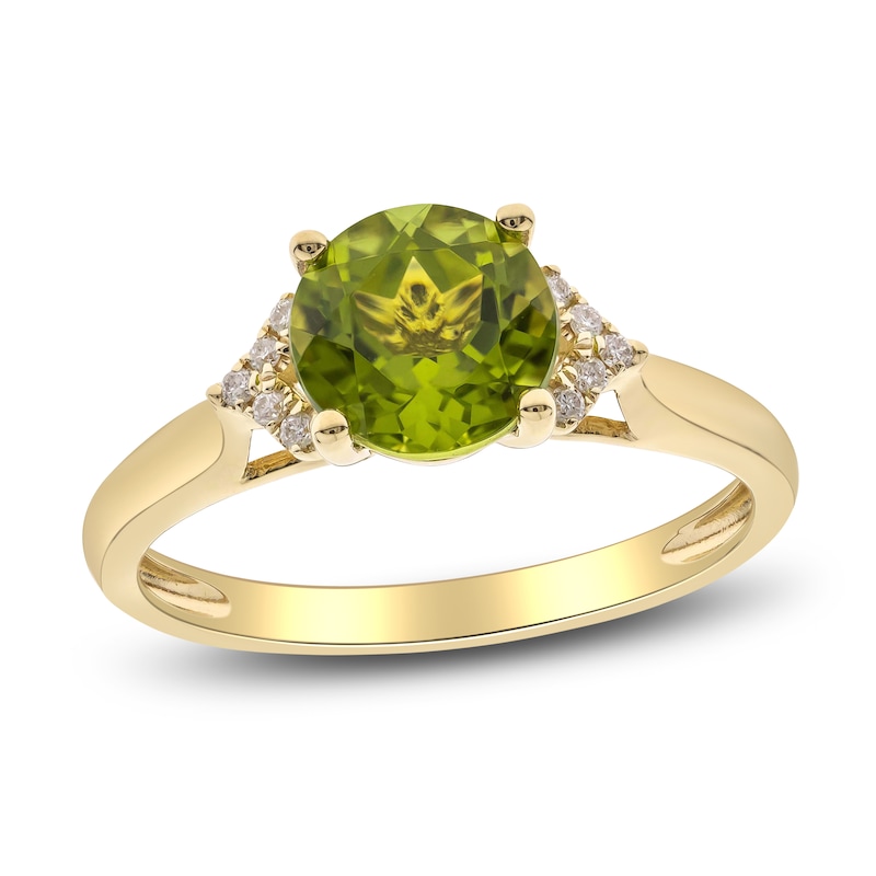 Main Image 1 of Natural Peridot Ring 1/20 ct tw Diamonds 10K Yellow Gold