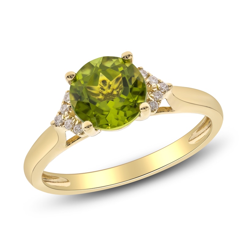 Main Image 2 of Natural Peridot Ring 1/20 ct tw Diamonds 10K Yellow Gold