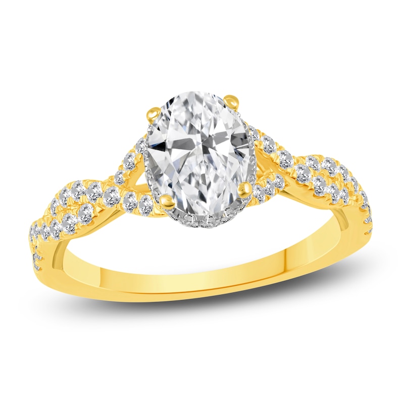 Main Image 1 of Diamond Twist Engagement Ring 1-3/8 ct tw Oval/Round 14K Yellow Gold