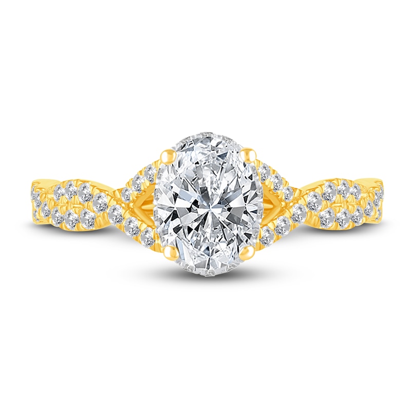 Main Image 3 of Diamond Twist Engagement Ring 1-3/8 ct tw Oval/Round 14K Yellow Gold