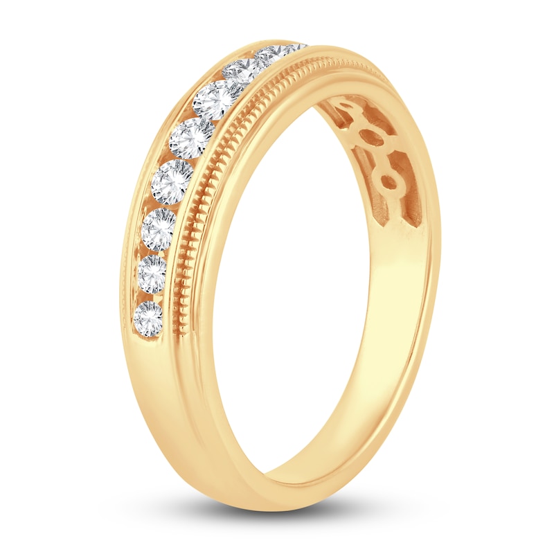 Main Image 2 of Men's Diamond Wedding Band 1/2 ct tw Round 14K Yellow Gold