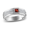 Thumbnail Image 1 of Men's Natural Garnet Anniversary Band 1/4 ct tw Diamonds 14K White Gold