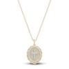 Thumbnail Image 1 of Men's Diamond Cross Pendant Necklace 1/10 ct tw Round 14K Yellow Gold 22&quot;