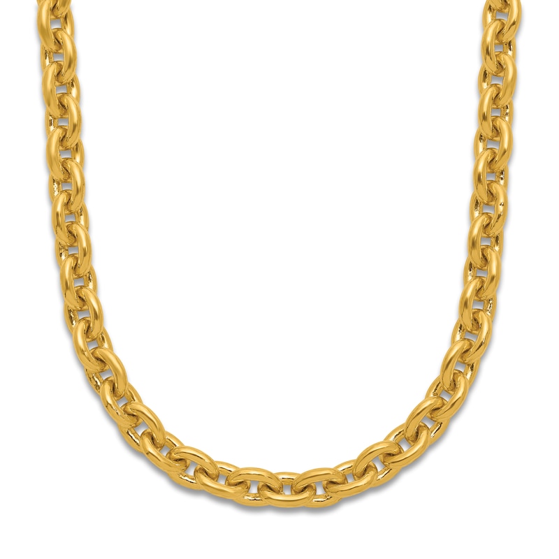 Main Image 1 of High-Polish Open Oval Chain Necklace 24K Yellow Gold 20&quot; 5.4mm