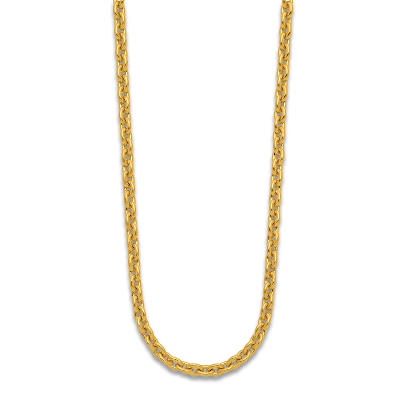 Main Image 2 of High-Polish Open Oval Chain Necklace 24K Yellow Gold 20&quot; 5.4mm