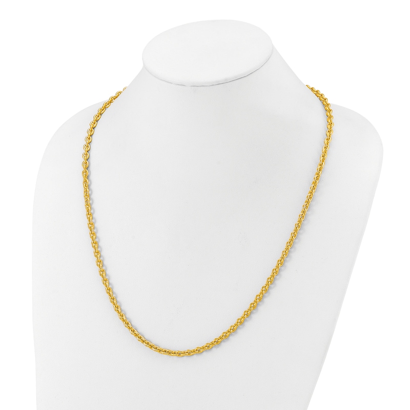 Main Image 3 of High-Polish Open Oval Chain Necklace 24K Yellow Gold 20&quot; 5.4mm