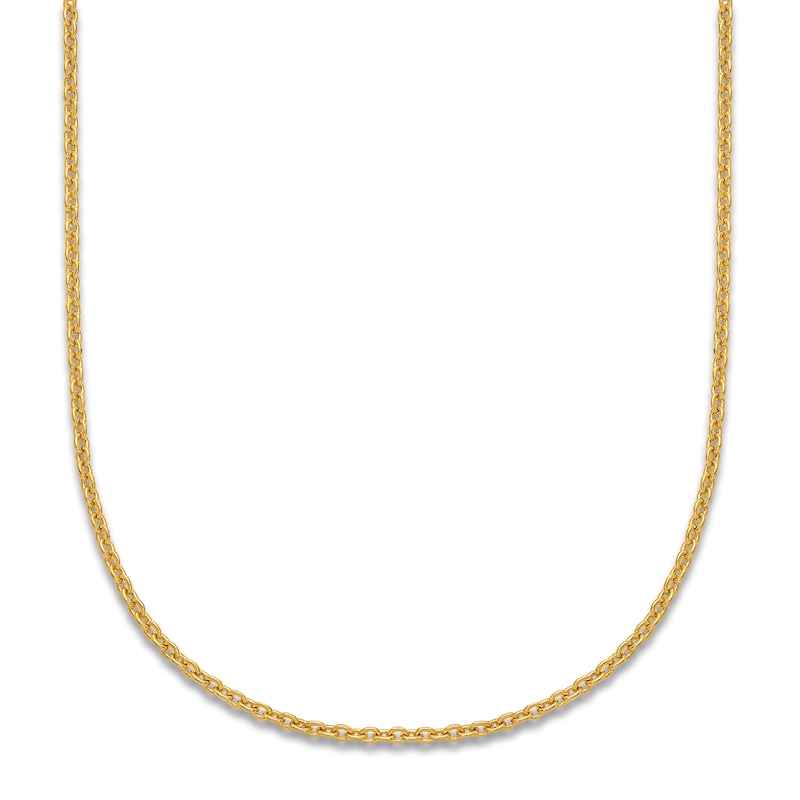 High-Polish Cable Chain Necklace 24K Yellow Gold 24" 1.3mm