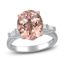 Natural Oval-Cut Morganite & Diamond Engagement Ring 1/5 ct tw 14K Two-Tone Gold