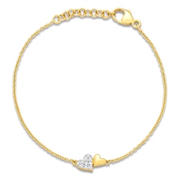 Diamond Double Heart Bracelet 1/20 ct tw 14K Yellow Gold 5&quot;