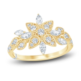 Pnina Tornai Diamond Flower Ring 3/4 ct tw 14K Yellow Gold