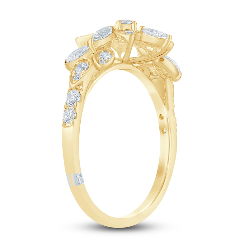 Pnina Tornai Diamond Flower Ring 3/4 ct tw 14K Yellow Gold