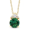 Thumbnail Image 1 of Round-Cut Lab-Created Emerald & Diamond Pendant Necklace 1/20 ct tw 10K Yellow Gold