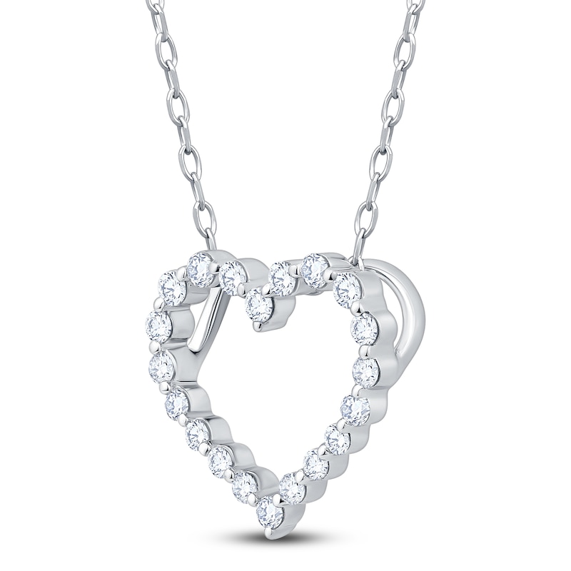 Diamond Heart Outline Necklace 1/4 ct tw 10K White Gold 18"