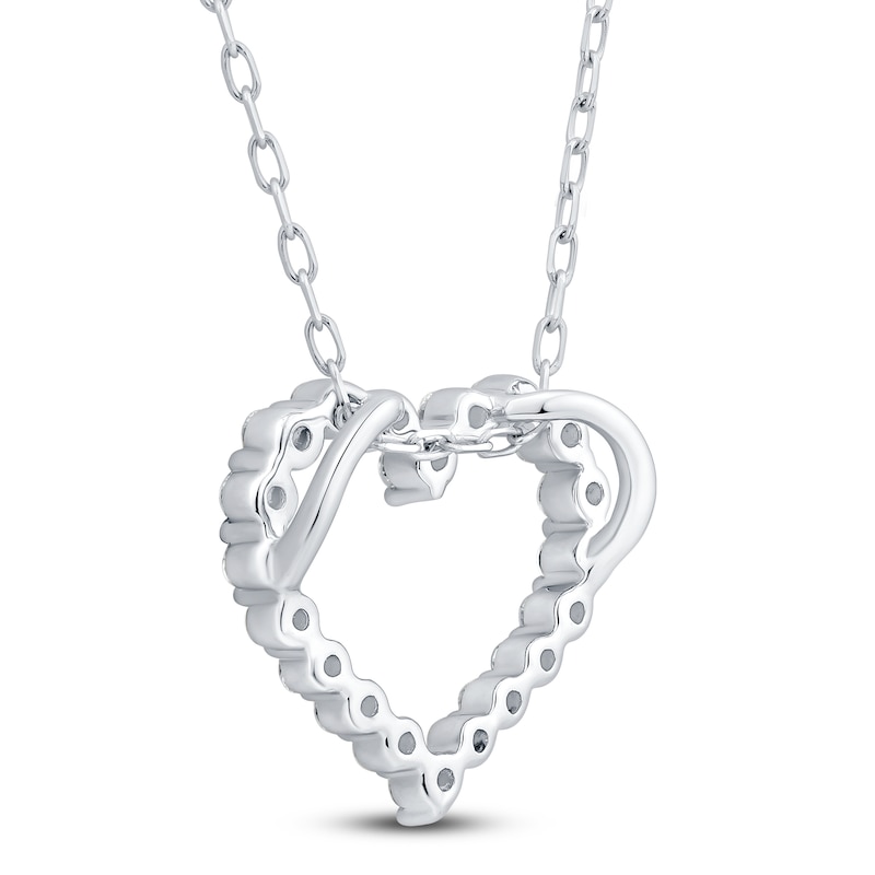 Diamond Heart Outline Necklace 1/4 ct tw 10K White Gold 18"