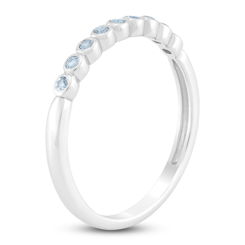 Main Image 2 of Natural Swiss Blue Topaz Bezel Stackable Ring 10K White Gold