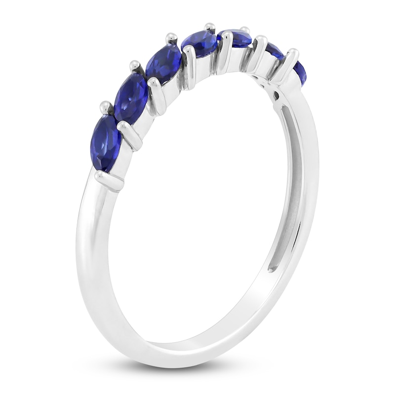 Main Image 2 of Marquise-Cut Ceylon Lab-Created Sapphire Stackable Ring 10K White Gold