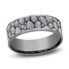 Thumbnail Image 1 of Men's Rock Pattern Comfort-Fit Wedding Band 7.5mm Matte Tantalum & 14K White Gold