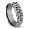 Thumbnail Image 2 of Men's Rock Pattern Comfort-Fit Wedding Band 7.5mm Matte Tantalum & 14K White Gold