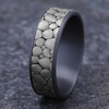 Thumbnail Image 4 of Men's Rock Pattern Comfort-Fit Wedding Band 7.5mm Matte Tantalum & 14K White Gold