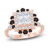 Thumbnail Image 0 of Pnina Tornai Princess-Cut Quad White Diamond & Black Diamond Halo Engagement Ring 1-3/4 ct tw 14K Rose Gold