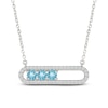 Thumbnail Image 1 of Swiss Blue Topaz & White Lab-Created Sapphire Three-Stone Paperclip Necklace Sterling Silver 18&quot;