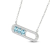 Thumbnail Image 2 of Swiss Blue Topaz & White Lab-Created Sapphire Three-Stone Paperclip Necklace Sterling Silver 18&quot;