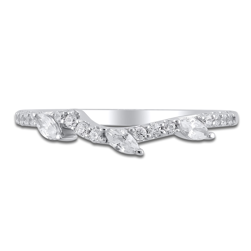 Certified Marquise & Round-Cut Diamond Contour Anniversary Ring 1/3 ct tw 14K White Gold