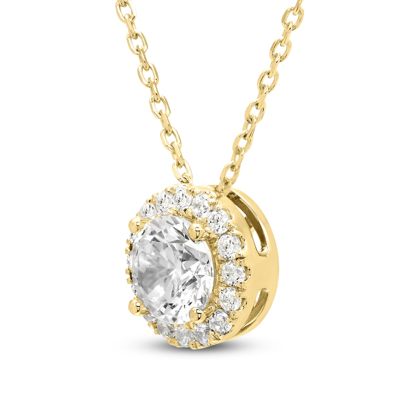 Main Image 2 of Brilliant Moments Diamond Halo Necklace 1 ct tw 14K Yellow Gold 18