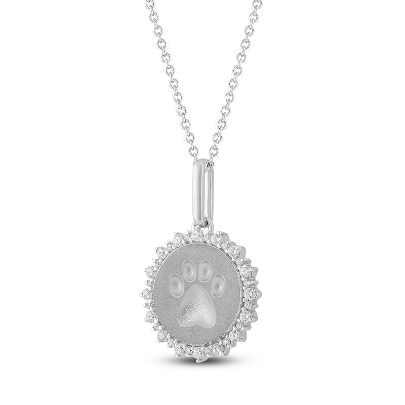 Main Image 2 of Diamond Paw Print Medallion Necklace 1/4 ct tw Sterling Silver 18&quot;