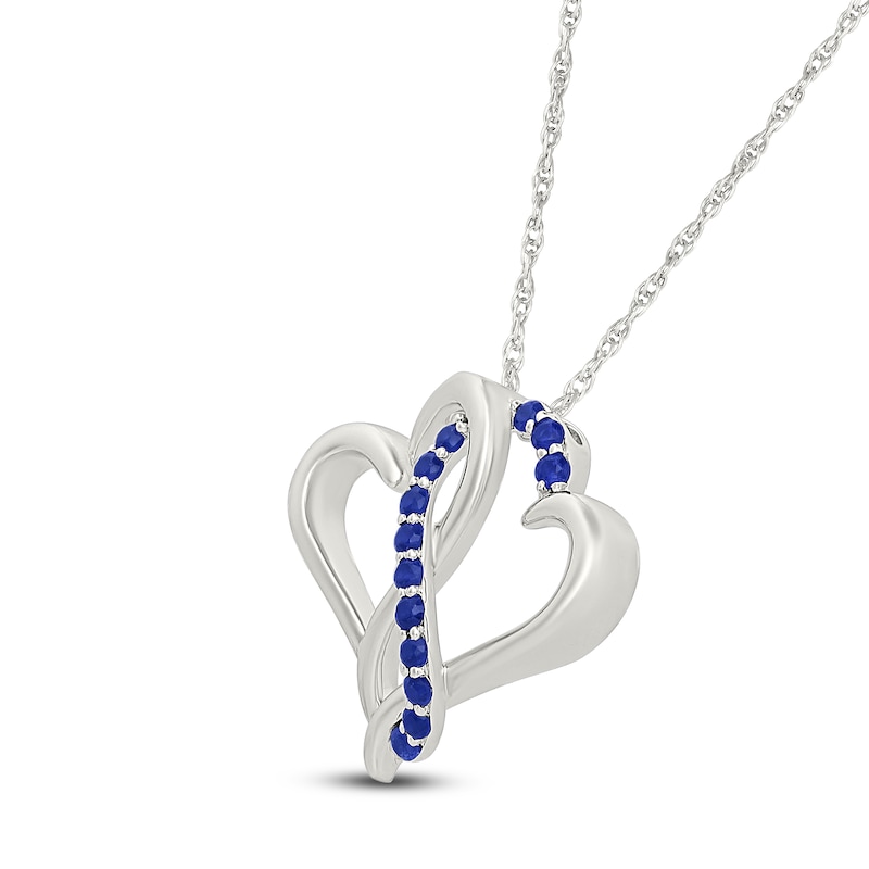 Main Image 2 of Blue Lab-Created Sapphire Entwined Hearts Necklace Sterling Silver 18&quot;