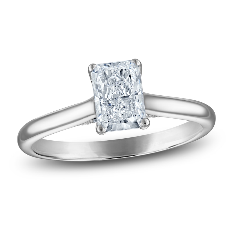 Main Image 1 of Radiant-Cut Lab-Created Diamond Solitaire Plus Engagement Ring 1 ct tw Platinum (VS2/F)