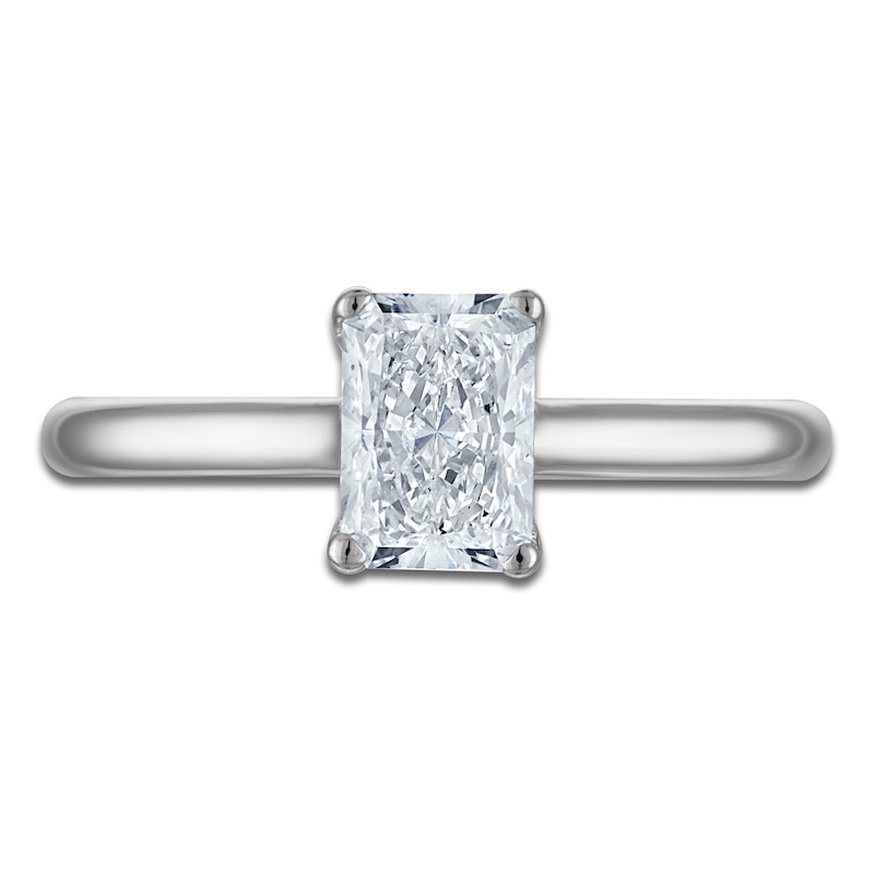 Main Image 3 of Radiant-Cut Lab-Created Diamond Solitaire Plus Engagement Ring 1 ct tw Platinum (VS2/F)