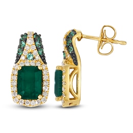 Le Vian Emerald-Cut Natural Emerald Drop Earrings 1/3 ct tw Diamonds 14K Honey Gold