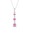 Thumbnail Image 1 of Pink & White Lab-Created Sapphire Drop Necklace Sterling Silver 18&quot;