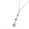 Thumbnail Image 2 of Pink & White Lab-Created Sapphire Drop Necklace Sterling Silver 18&quot;