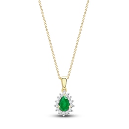 Pear-Shaped Natural Emerald Pendant Necklace 1/6 ct tw 14K Yellow Gold